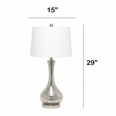 Lalia Home - Speckled Mercury Tear Drop Table Lamp with Fabric Shade - White