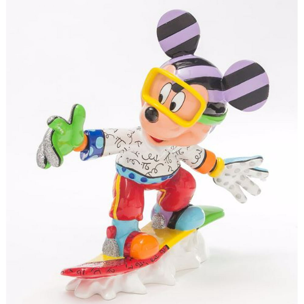 Romero Britto Disney Snowboarding Mickey Mouse Pop Art Winter Figurine - Walmart.com - Walmart.com
