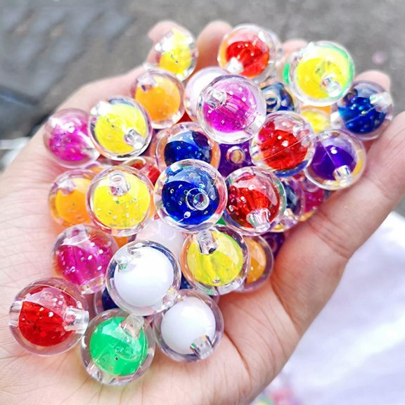 U8MO 20 Mixed Transparent Color Acrylic Smooth Round Chunky Beads 16mm "Bead in Bead"