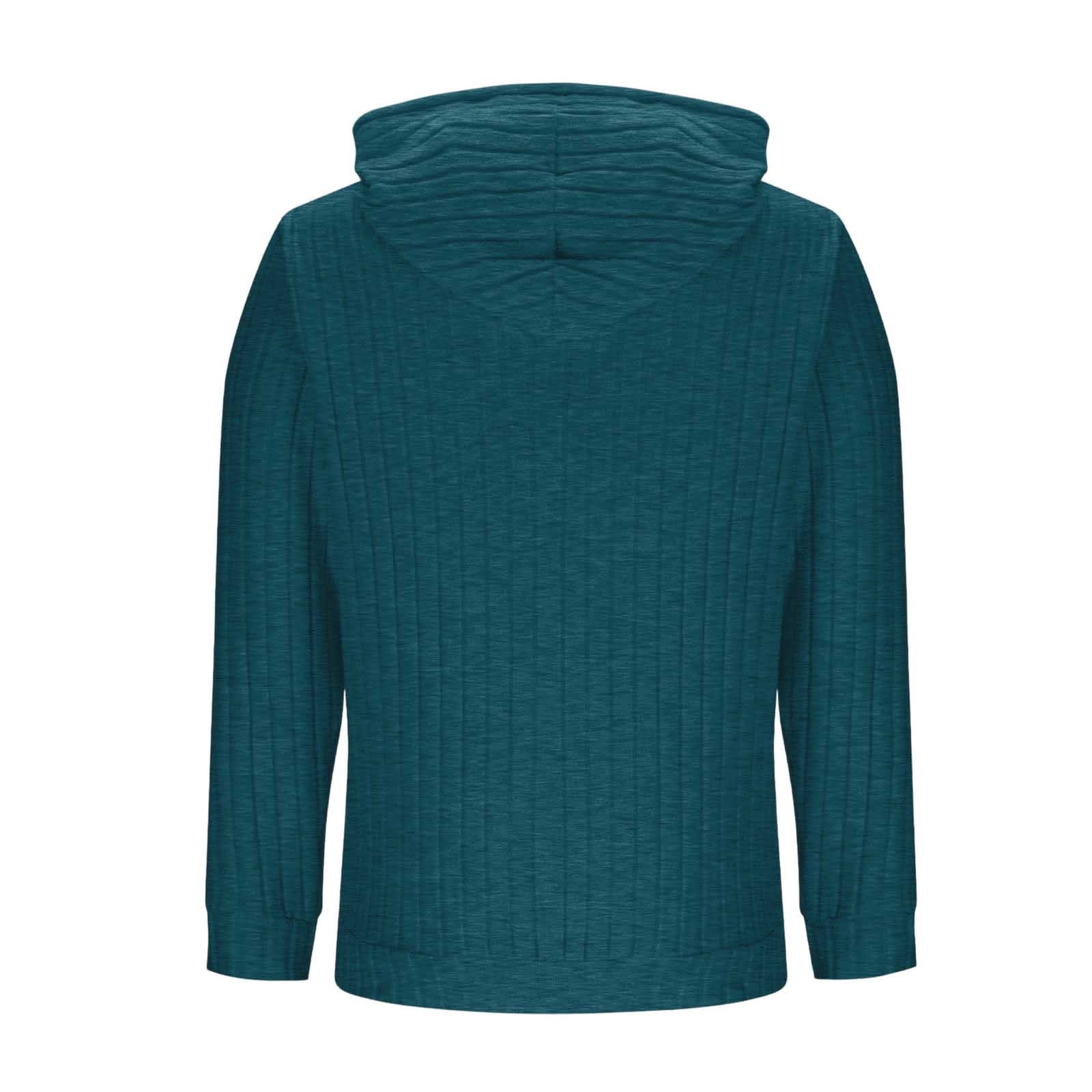 Sweatshirt for Women Open Front Hooded Cardigan Wrinkle-Resistant Ribbed Texture Drawstring Hood Side Pockets for Work Layering Weekend Shopping | TruBelle,Green M