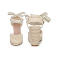 thumbnail image 4 of BLISSFUL STEP Sandales Compensées à Plateforme à Lacets Style Espadrille pour Femmes Beige 7, 4 of 5