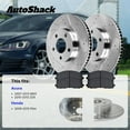thumbnail image 3 of AutoShack Front Vented Drilled & Slotted Silver Zinc Coated Brake Rotors + Ceramic Pads + Hub Bearing Assembly 8-PC Brake Kit Replacement for 2009-2015 Honda Pilot SilverShield Pro 12.98" (329.8 mm), 3 of 5