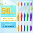 thumbnail image 2 of HENF-50 PCS Disposable Toothbrush Soft Bristle Toothbrush Bulk Pack, Individually Wrapped Bulk Toothbrush, Soft Toothbrushes for Adult Travel Toothbrush Set for Travel, Hotel, Donation, Homeless, 2 of 4