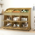 thumbnail image 6 of JassmiPkwy Three-Tier Lidded Mobile Potato Storage Bin, Rustic Design, with Wheels, Onion Storage Box, Includes Vegetable Storage Compartments, Ideal for the Kitchen, 6 of 7