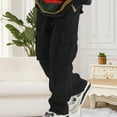 thumbnail image 2 of successthop Cargo Pants for Men Solid Workwear with Multiple Pockets Straight Casual Trousers Black, 2 of 7