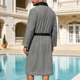 thumbnail image 5 of Mifsaly Mens Bathrobes Lightweight Knit Bathrobe Comfortable Soft Wrap Spa Robe with Belt and Pockets for Hotel Shower and Weekend Relaxing Gray,L, 5 of 9