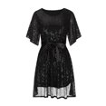 thumbnail image 5 of Sevevn Women's Sequin Loose Fitting Dress With Split Sleeves Casual Loose Mini Short Dress Short Sleeved Round Neck Dress, 5 of 7