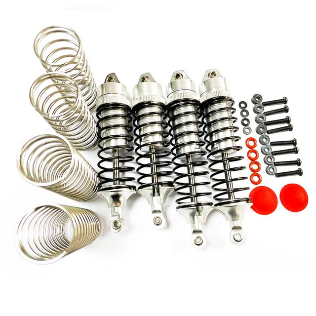 Vogacara Amortiguador trasero RCGOFFLOW, pieza de coche RC, amortiguador trasero roscado para 1/10 ARRMA SENTON 3S de recorrido corto Kits de construcción modelo Plata