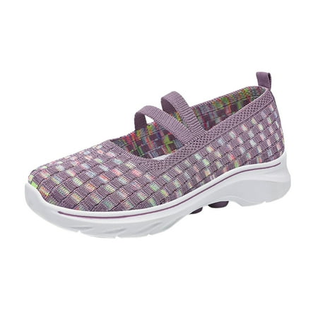 QYZEU Womens Shoes Sandals Women Wedge Women s Spring and Summer Fashion Mesh Breathable Casual Shoes Slip On Solid Color Women s Dress Sandal Purple 38