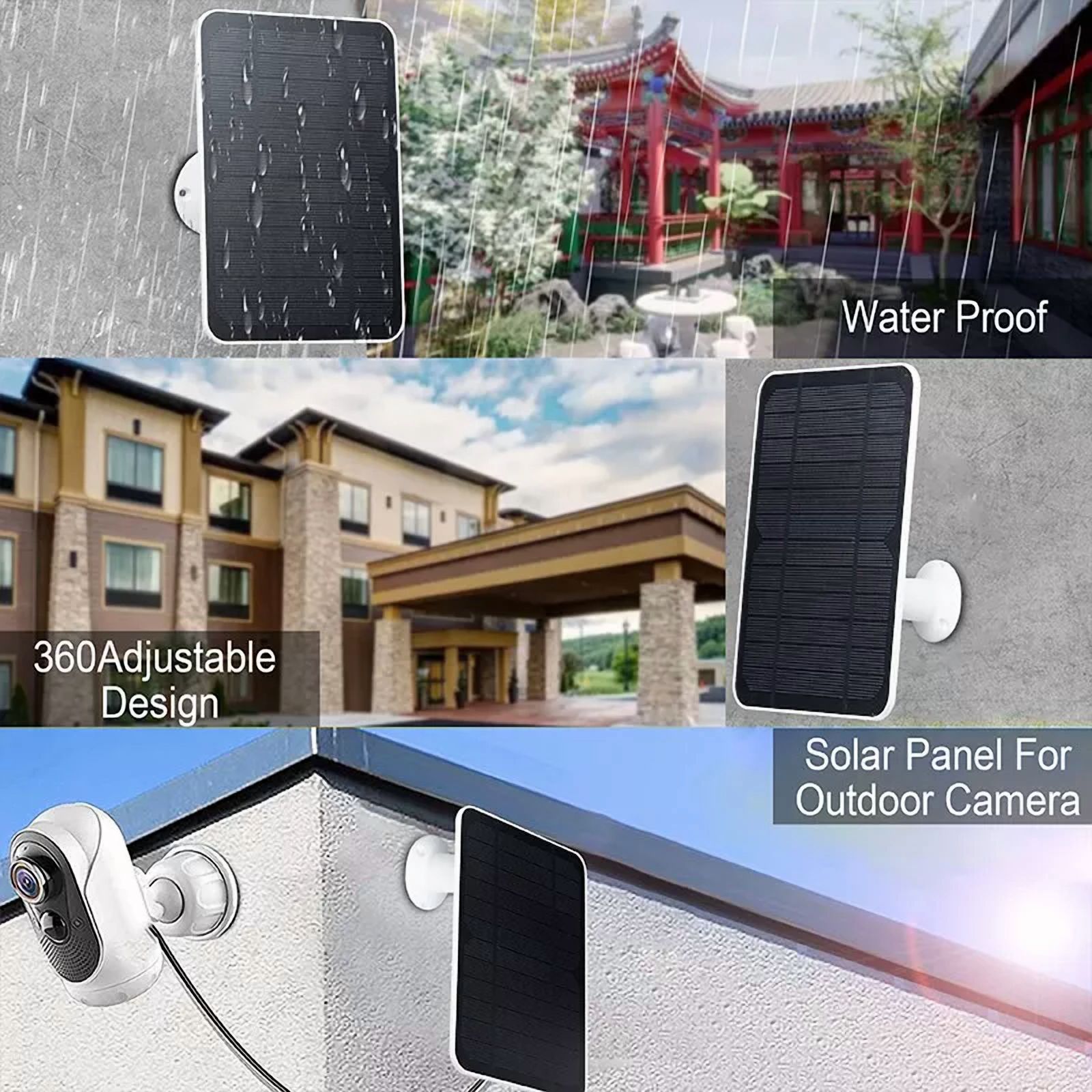 CRESTIN- Waterproof Solar Panel Kit For Arlo Essential Spotlight Camera Doorbell Charger