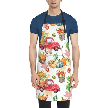 

Naloa Autumn Harvest Truck Apron Kitchen Aprons with Pockets for Women Men Chef