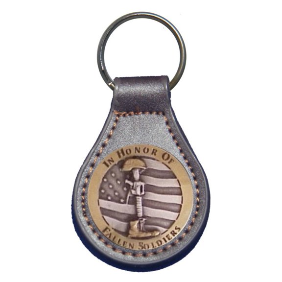 Fallen Soldiers leather key fob or keychain Brown