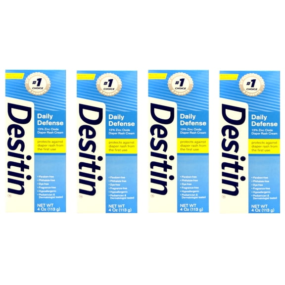 Desitin Daily Defense Zinc Oxide Diaper Rash Cream, 4 Oz., 4-Pack
