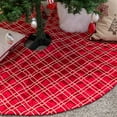 thumbnail image 1 of Homey Cozy 56 inch Large Christmas Tree Skirt, Plaid Red & Gold Luxury, 1 of 4