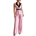 thumbnail image 2 of MLCDZ Two Piece Dressy Sets for Women Collar Sleeveless Top and Wide Leg Loose Straight Pants with Pockets Suits Set Office Work Business Casual Outfits, 2 of 8