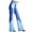 Dark Blue, variant on Women's Casual High Waisted Patchwork Jeans with Pockets, Stretch Flare Bottom Jean Pants, Boot Cut Long Denim Trousers Light Blue S