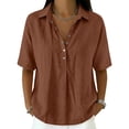 thumbnail image 6 of Womens Tops Summer Tops For Women Casual V Neck Pullover Mid Sleeve Button Down Blouses Womens T Shirts, 6 of 6