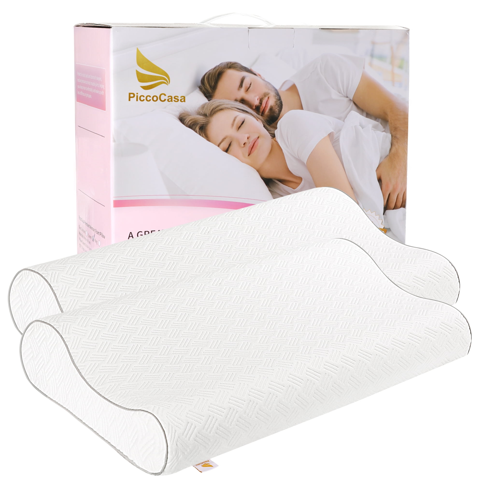 2 Pack Ventilated Cooling Gel Memory Foam Pillow For Sleeping Standard 