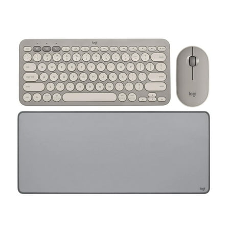 Logitech K380 Wireless Multi-Device Bluetooth Keyboard with Mouse and Desk Mat