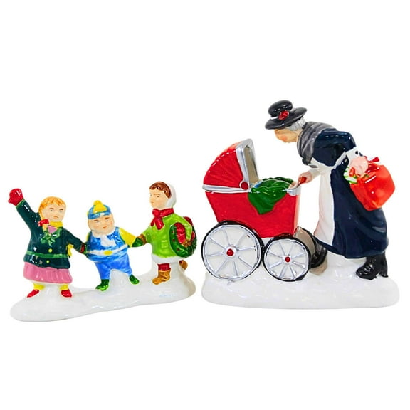 Enesco 3.00In Nanny And The Preschoolers, Ceramic, The Original Snow Village Series 54305