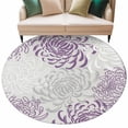 thumbnail image 2 of Purple Grey Chrysanthemum Round Rugs 7ft, Farmhouse Botanical Floral Modern Non Slip Washable Rug Runner, Low Pile Indoor Floor Carpet Mat Bathroom Rugs for Living Room, Bedroom, Kids Room, 2 of 9