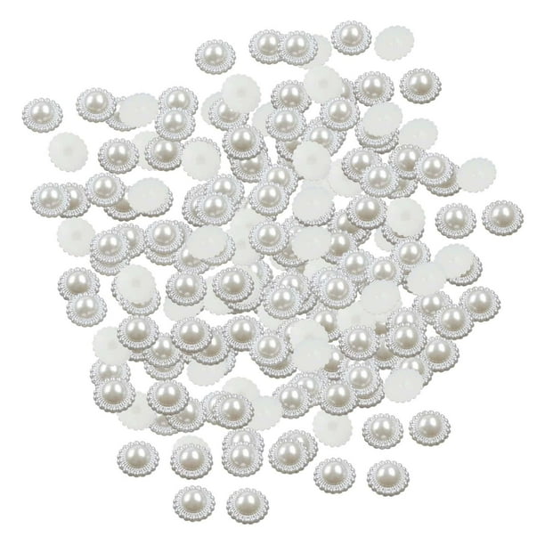 Botones de perlas, cuentas de diamantes de imitación con parte posterior plana, manualidades hechas a mano, adornos para manualidades 8nn