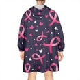 thumbnail image 2 of Wearable Oversized Blanket,Pink Breast Cancer Wearable Blanket Hoodie for Adults,Cozy Hooded Blankets with Super Pockets,Super Warm Fuzzy Pullover for Women & Men, 2 of 6