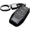 thumbnail image 1 of ABS Carbon Fiber Shell + Silicone Car Key Cover Case Key Ring for Ford Focus Mondeo Edge Fiesta Kuga Mondeo MK4 Fusion Escort Ecosport (A Carbon Fiber, 1 of 4