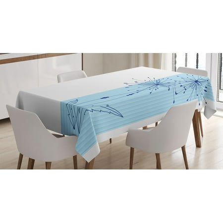 

Striped Decor Tablecloth Vertical Long Lines with a Single Flower Figure Simplistic Illustration Image Rectangular Table Cover for Dining Room Kitchen 52 X 70 Inches Light Blue by Ambesonne
