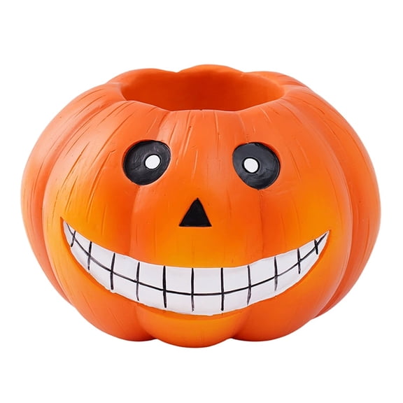 Halloween Decorations, Resin Pumpkin Candy Bowl with Jack-o'-lantern Face, Decorative Figurine for Party Favors, Home Tabletop Centerpiece, Kids Trick or Treat Container