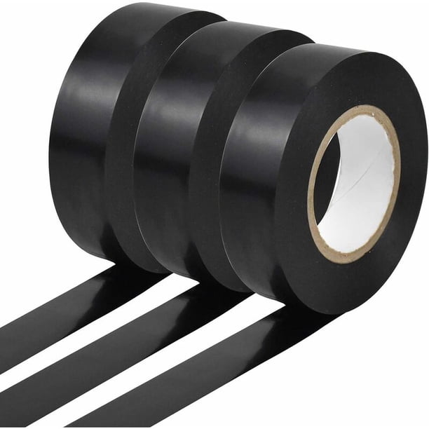 3 rollos de cinta aislante, cinta aislante negra de 20 m x 19 mm, cinta adhesiva resistente a altas temperaturas, cinta de electricista para obras de construcción, cinta de PVC para reparación de cab TUNC Sencillez