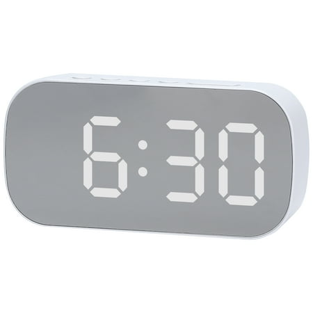 REGALWOVEN Oval Digital Alarm Clock Bedroom Big Numbers Adjustable Dimmable Snooze, 12/24H 5.1 x 2.6 x 1.4 inch White