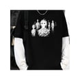 thumbnail image 1 of Almacén local 180G Camiseta casual de manga larga para hombre, impresión única de arte de línea, versión suelta, cuello redondo, tejido negro, lavable en máquina, abrigo cómodo, estilo casual moderno,, 1 of 6