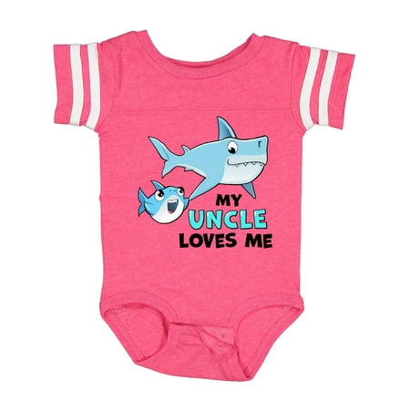 

Inktastic My Uncle Loves Me with Cute Sharks Gift Baby Boy or Baby Girl Bodysuit