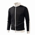 thumbnail image 3 of HBGVBA Men's Track Jacket, Stand Collar Full‑Zip Color Blocked Sport Coat, Contrast Stripe Ribbed Cuff Outerwear for Gym Running Daily Casual Wear, 3 of 5