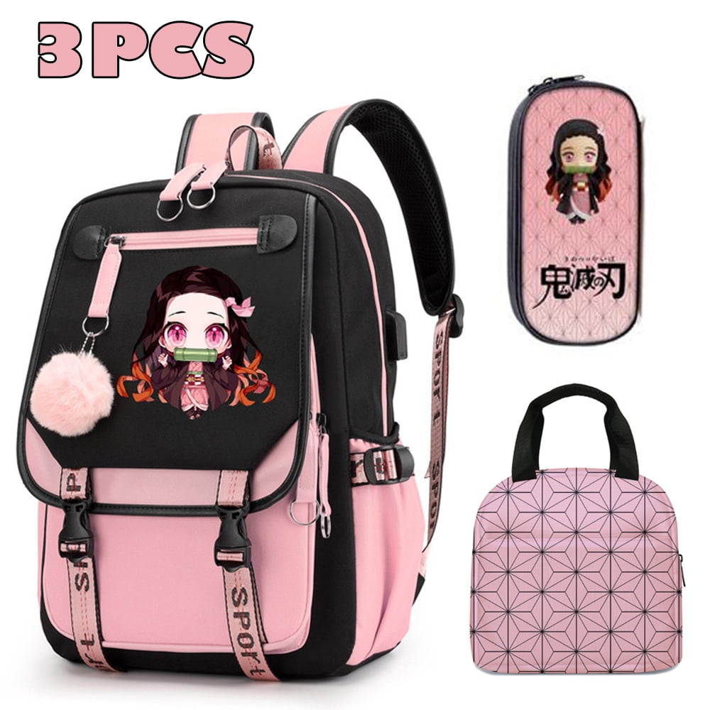 Anime Demon Slayer Nezuko Backpacks for Kids, Nezuko School Bag Canvas