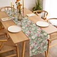 thumbnail image 3 of White Pink Flower Table Runner - 36 Inch Long Shabby Chic Spring Vintage Leaf Green Cotton and Linen Blended Dress Scarves Farmhouse Table Runner for Kitchen Dining, Coffee Table, 13" x 36", 3 of 8