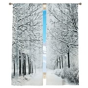 Collections Etc Scenic Window Curtains Set Winter Trees Black/White