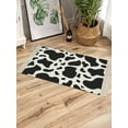 thumbnail image 3 of Black and White Large Area Rug 4x6ft Woven Runner Rug,Farmhouse Cow Black White Washable Living Room Bedroom Kitchen Bathroom Classroom Carpet with Tassels,Non-Shedding Indoor Outdoor Throw Door Mat, 3 of 5