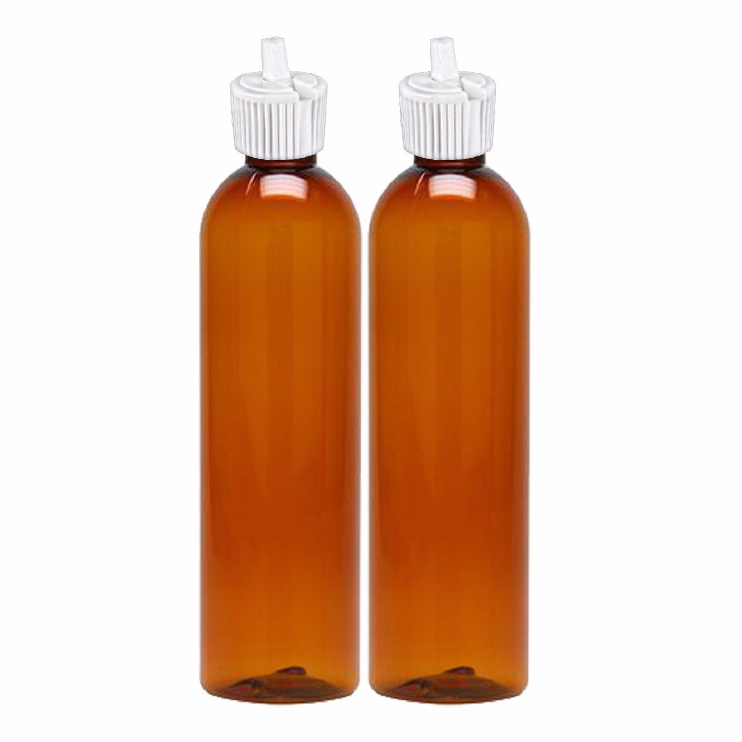 MoYo Natural Labs Turret Spout 8 oz Empty Liquid Bottle with Adjustable Dispenser (Pack of 2, Amber)