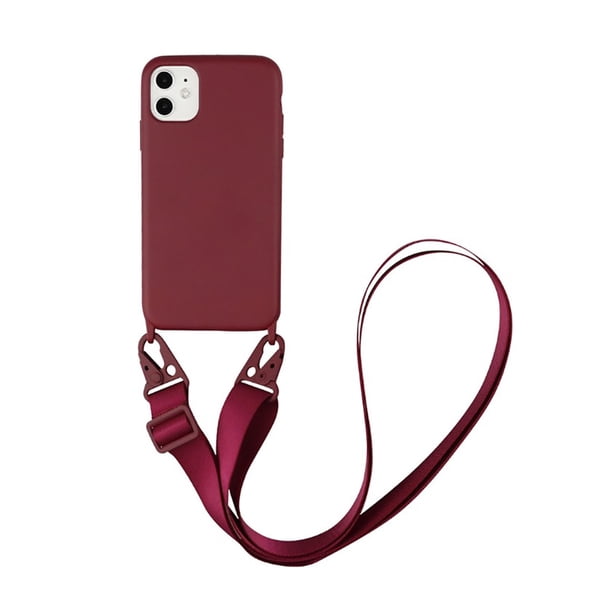 Funda de teléfono con cordón de silicona para iPhone 12 13 11 14 Pro Max 7Plus X XR XS Max Ultra con correa para el cuello, cordón cruzado para collar Tan Jianjun unisex
