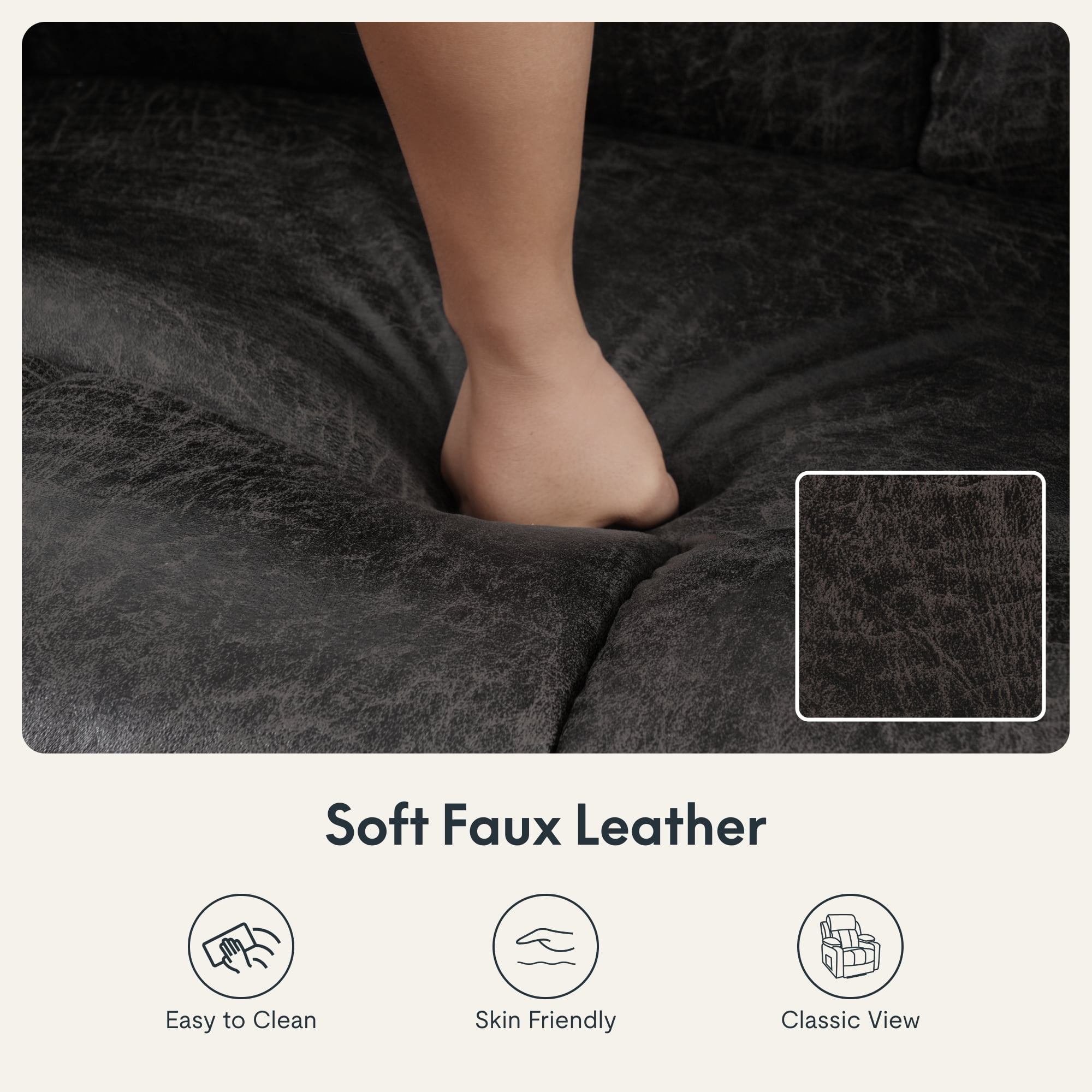 FLEXISPOT Power Lift Recliner Chair with Massage & Heat, Dual Motor Electric Lift Chair, Wide Seat Faux Leather Reclining Chair for Elderly, Soft Upholstered, Infinite Position, Living Room,L Size