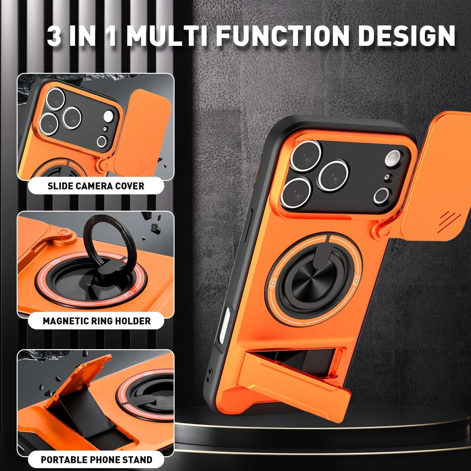 Heavy-Duty All-in-One Armor Case for iPhone 17 Pro - Orange