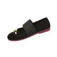 thumbnail image 3 of Women's Wide Width Mary Jane Flats, Breathable Suede Slip-On Shoes with Elastic Strap, Comfortable Soft Sole Loafers for Daily Wear, Work, Walking - Brown/Black, 3 of 10