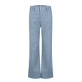 thumbnail image 5 of Women's Mid Waist Straight Leg Pants, Corduroy Wide Leg Trousers, Casual Yoga Pants, Breathable Everyday Pants, Lightweight Lounge Pants, Fashion Pants Light Blue M, 5 of 5