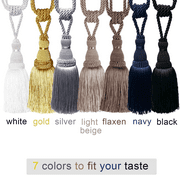 BEL AVENIR 2 Pack Curtain Tieback Tassel Drapery Rope Handmade Holdbacks Home Decorative Blue