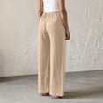 thumbnail image 4 of hoksml Women's High Waist Button Fly Wide Leg Linen Pants, Casual Cotton Blend Trousers with Pockets, 4 of 6