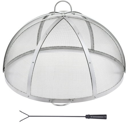 SKYSHALO Spark Guard for Firepits, 40" Wide, Circular Outdoor Fire Pit Protection, Stainless Steel Mesh Cover, Simple Lift Design, Metal Shield for Patio & Garden Fireplaces
