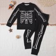 thumbnail image 2 of TOWED22 Halloween Pajamas Kid Boys/Girls Skeleton Glow In The Dark Print Clothes Long Sleeve 2pc Tee/Pants Pjs Set Toddler Holiday Sleepwear Outfits(Light Gray,3-4 Y), 2 of 8