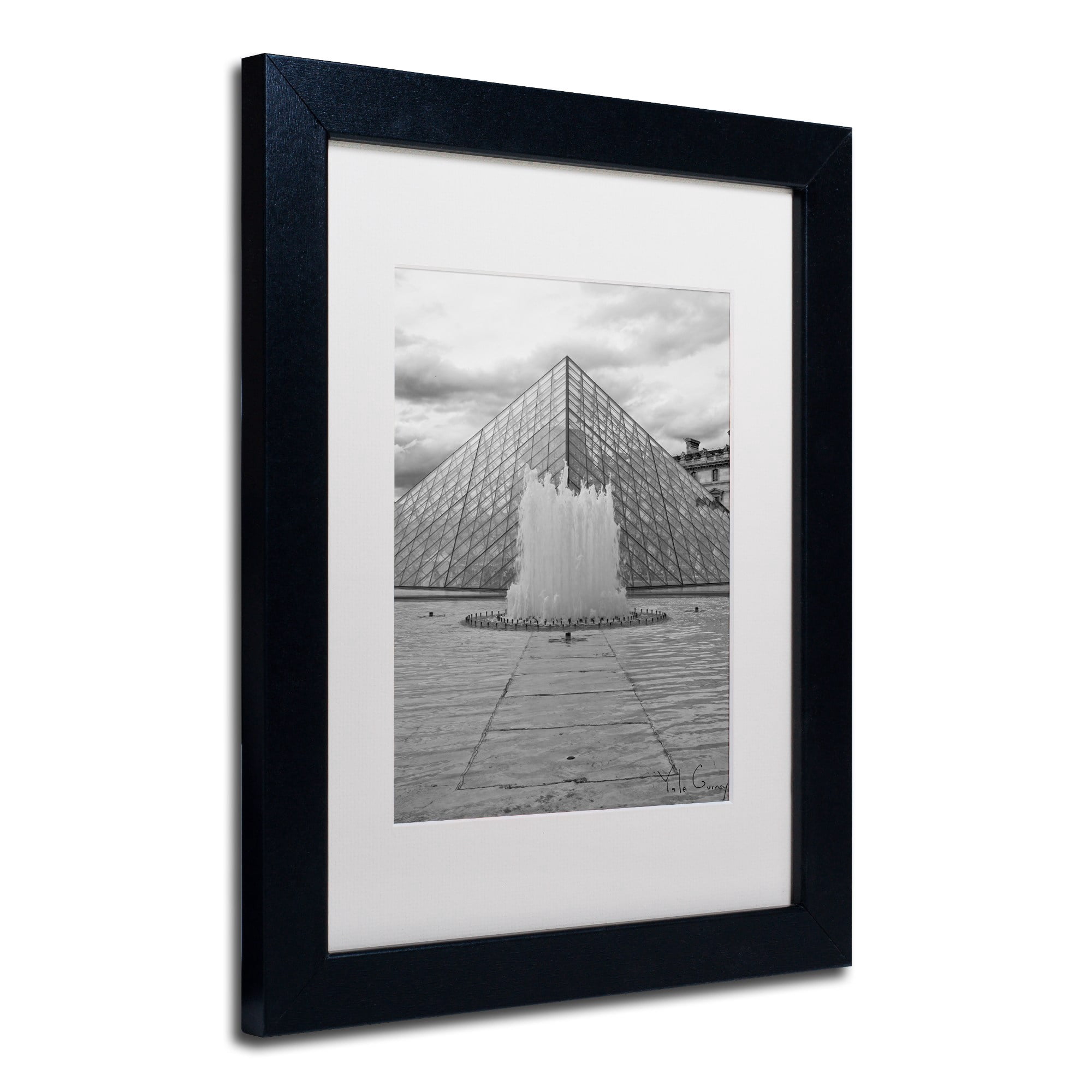 Trademark Fine Art "Paris Deux - Louvre" Canvas Art by Yale Gurney, White Matte, Black Frame